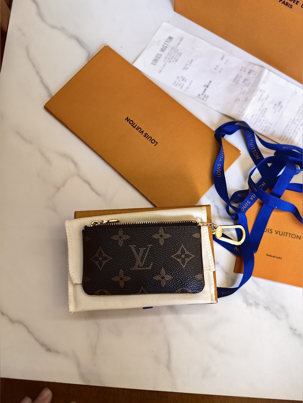 Louis Vuitton Monogram Zip Card Pouch - Brown & Gold
